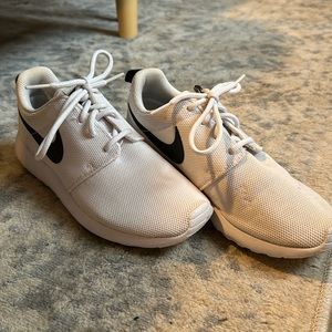 White with black Nike logo Roshe